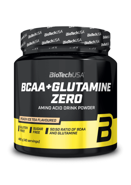 BioTech USA BCAA + Glutamine Zero, 480 g Dose - Peach Ice Tea